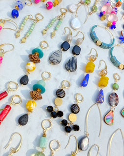 Beaded Dangle Earrings - Boho Drops Neutral