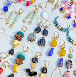 Turquoise Dangle Earrings - Boho Beaded Drops Western