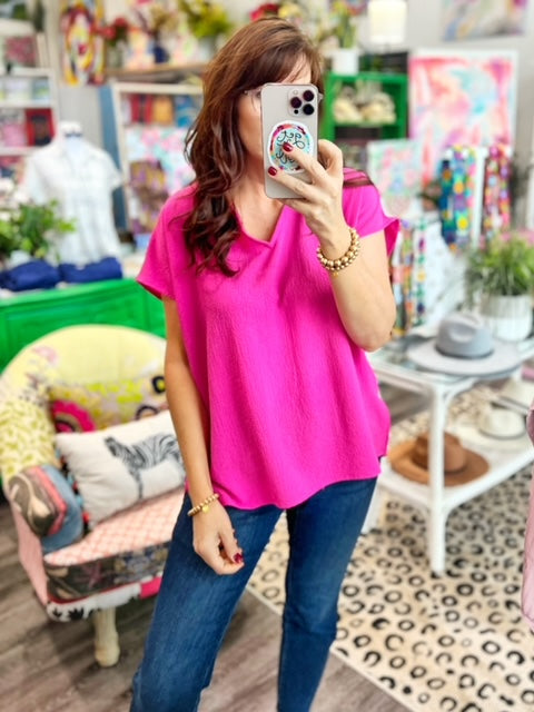 Solid Hot Pink Tunic Top