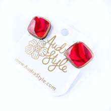 Load image into Gallery viewer, Square Stud Earring - Red Zebra