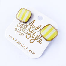 Load image into Gallery viewer, Square Stud Earring - Yellow Stripe