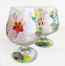 Load image into Gallery viewer, Hand Painted Magnolia Brandy Glass