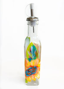 Sunflower Glass Oil and Vinegar Bottle with Stopper