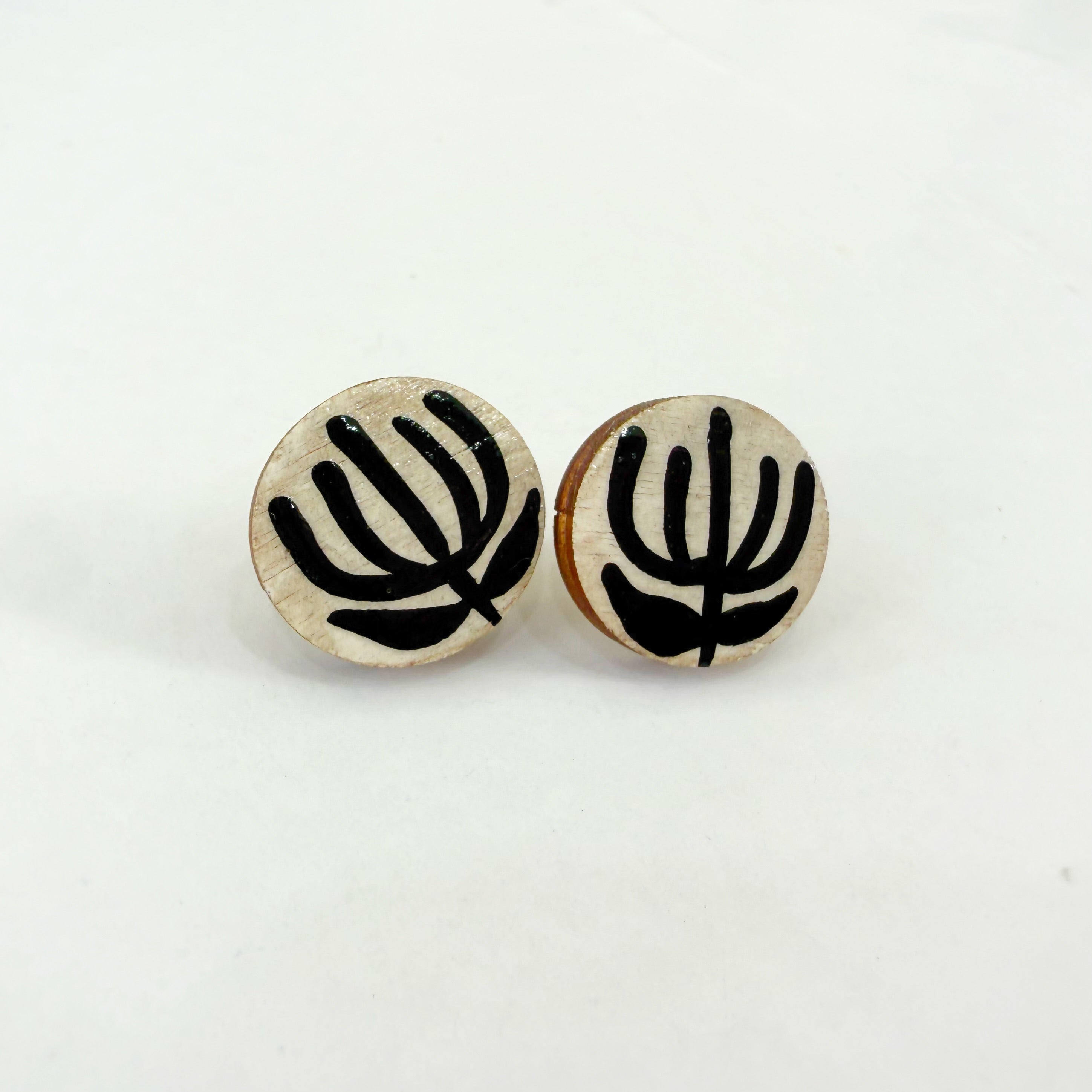 Black and White Hand Painted Folk Art Studs