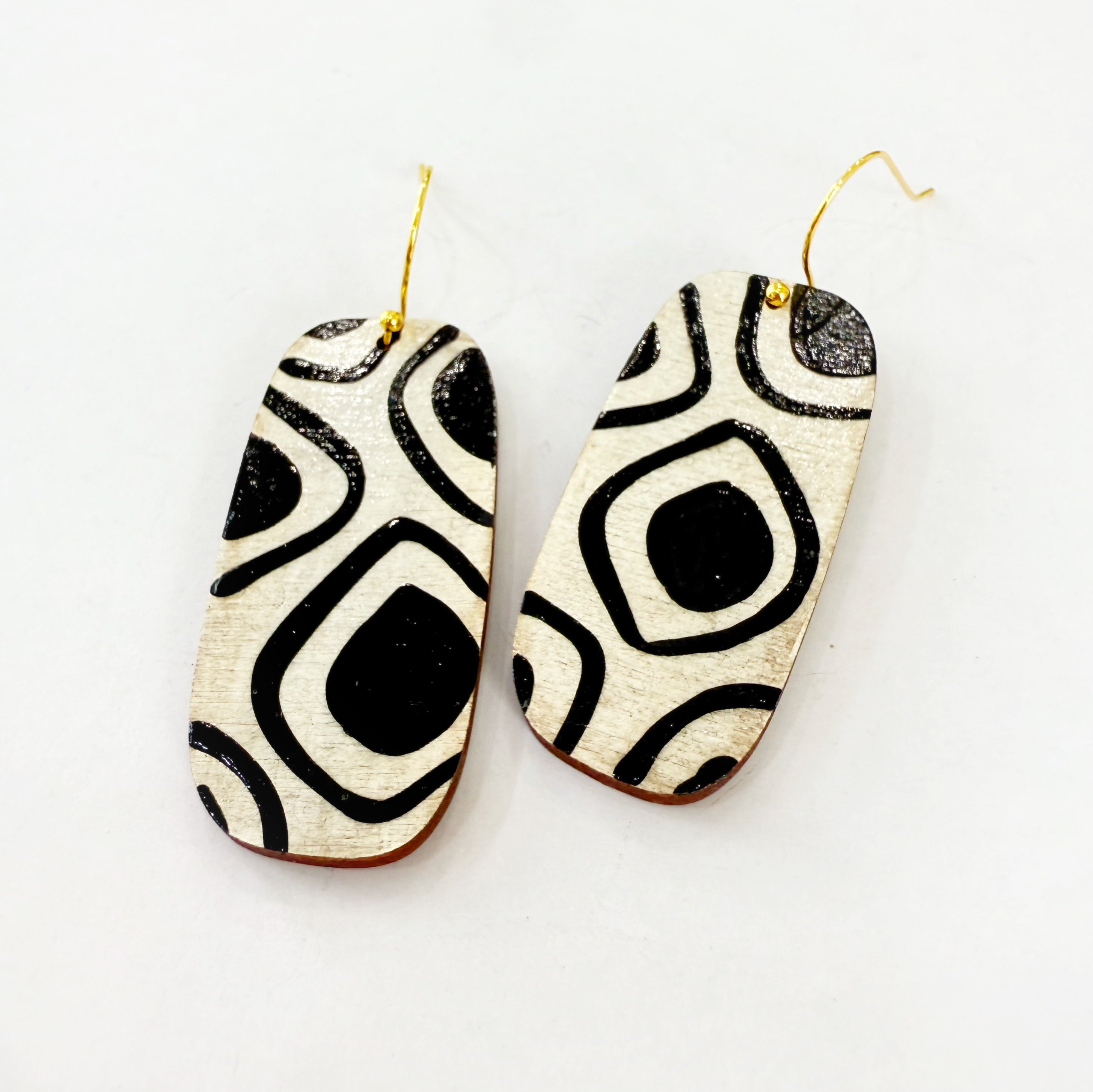 Black and White Hand Painted Retro Dangle