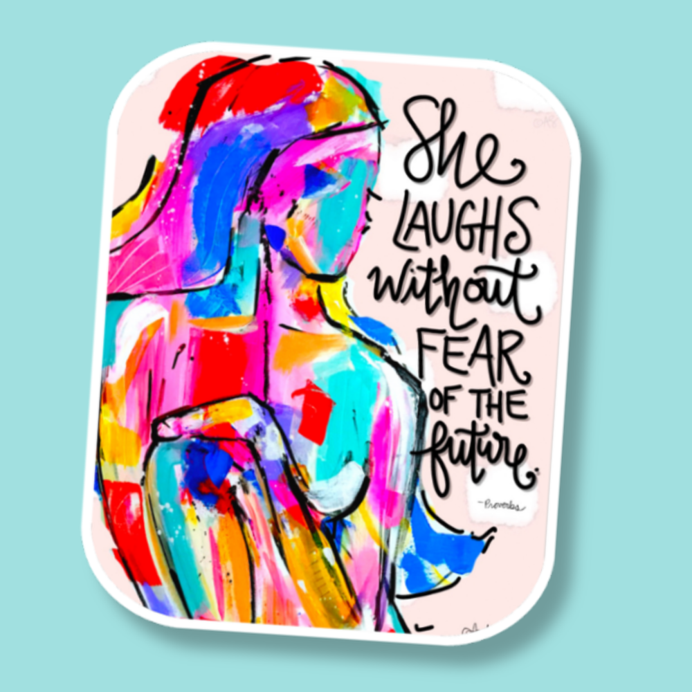 She Laughs Without Fear Proverbs Verse Sticker