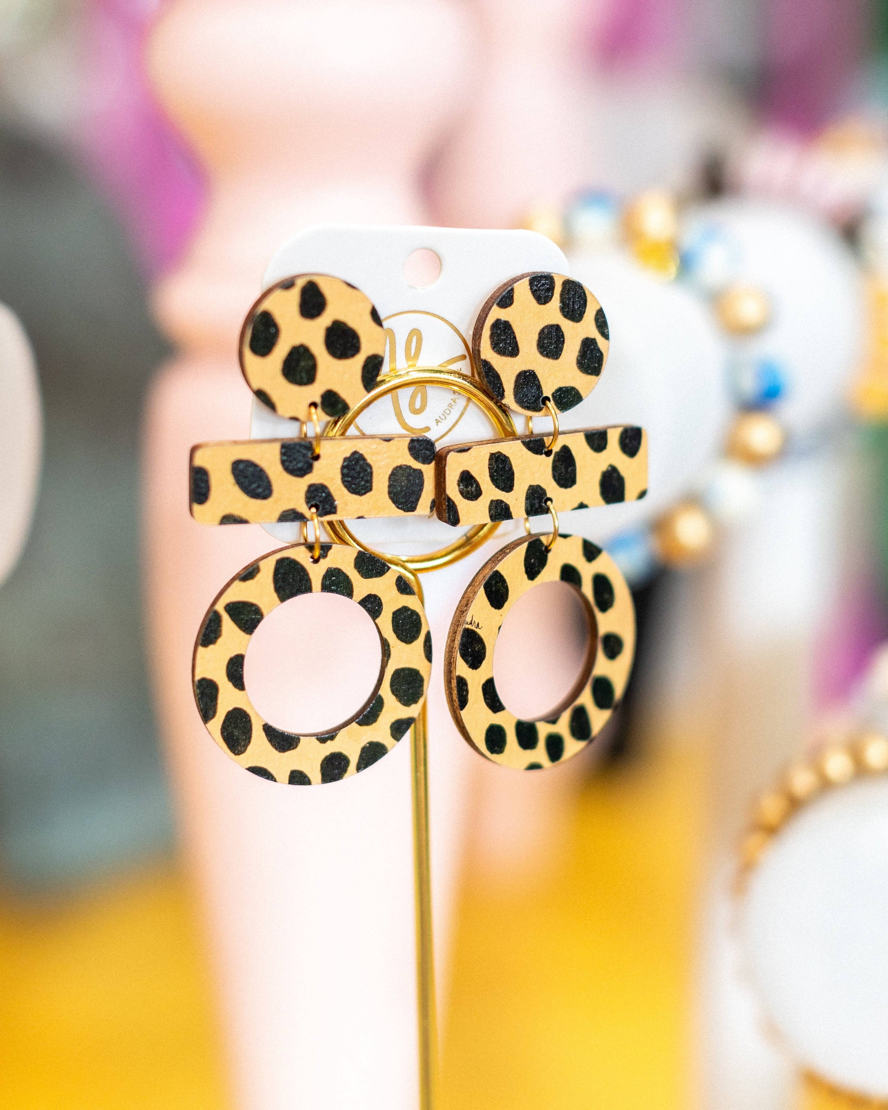 Olive - Cheetah Dot Statement Earring