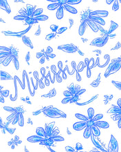 Load image into Gallery viewer, Blue and White Mississippi Floral Reproduction Print