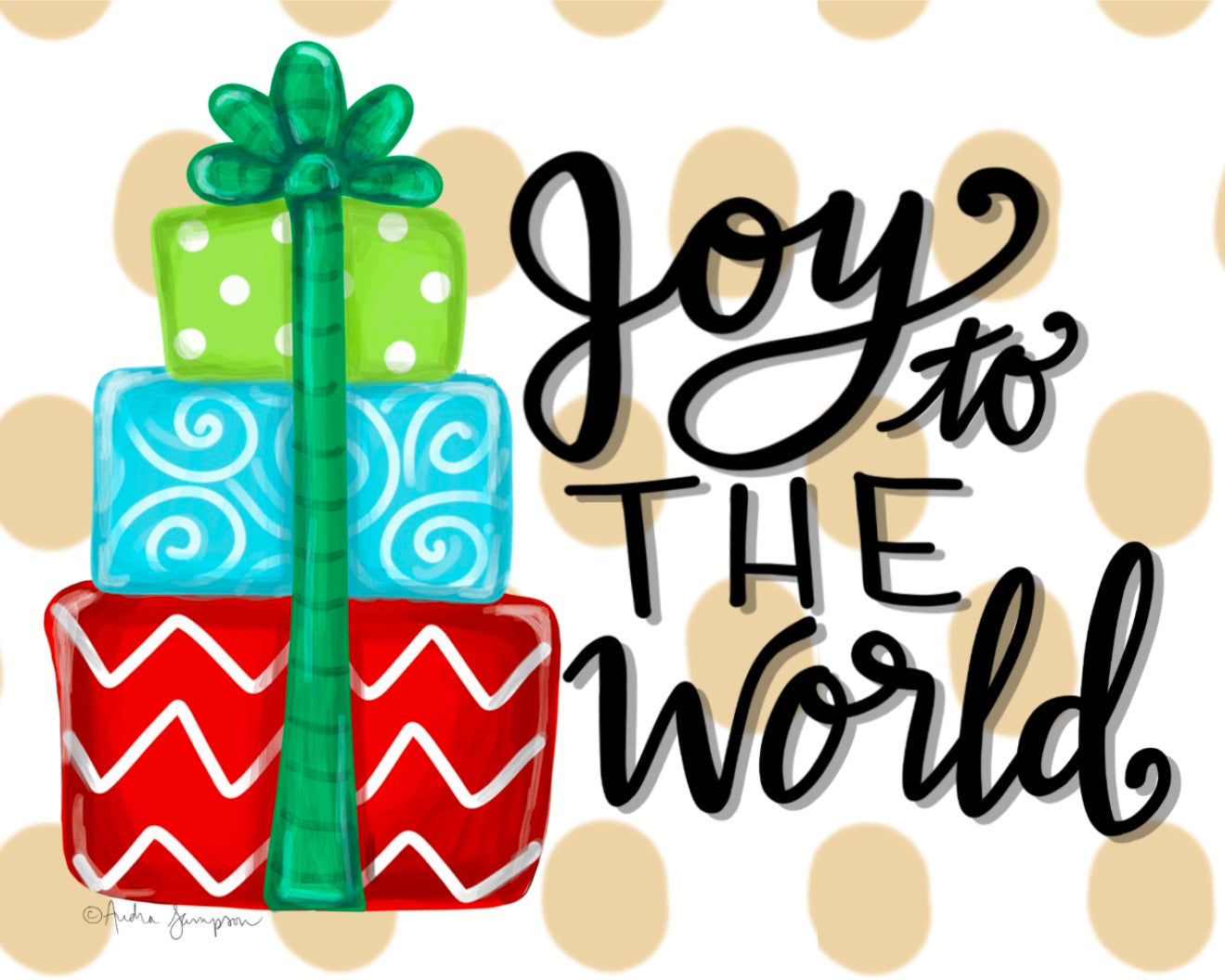 Christmas Canvas - Joy to the World Stacked Gifts