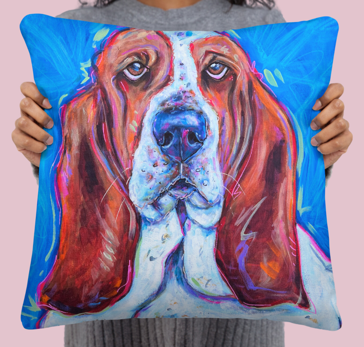 Bassett Hound 18x18" Throw Pillow