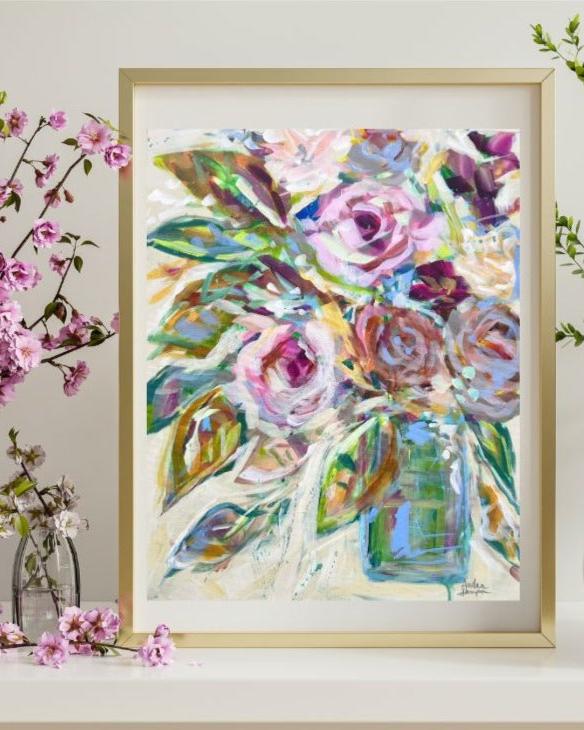 Muted Floral Reproduction Print - On Paper or Canvas