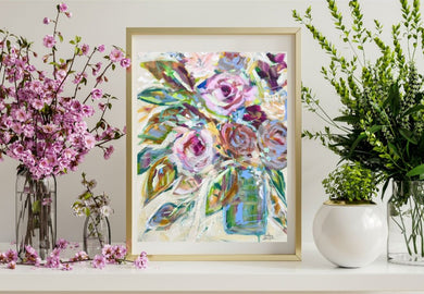 Muted Floral Reproduction Print - On Paper or Canvas