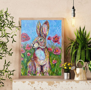 Leopard Bunny Reproduction Print - On Paper or Canvas
