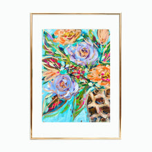Load image into Gallery viewer, Purple Orange Floral Leopard Vase Reproduction Print - On Paper or Canvas