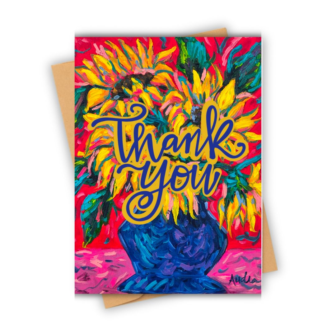 Thank You Sunflower Floral Greeting Card