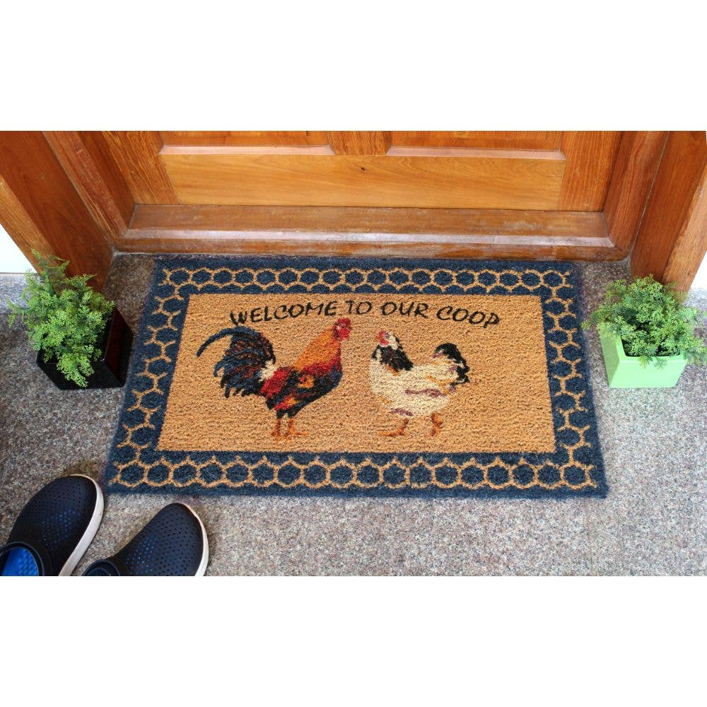 Doormat - Natural Tufted Welcome to our coop, 18" x 30" - Rug