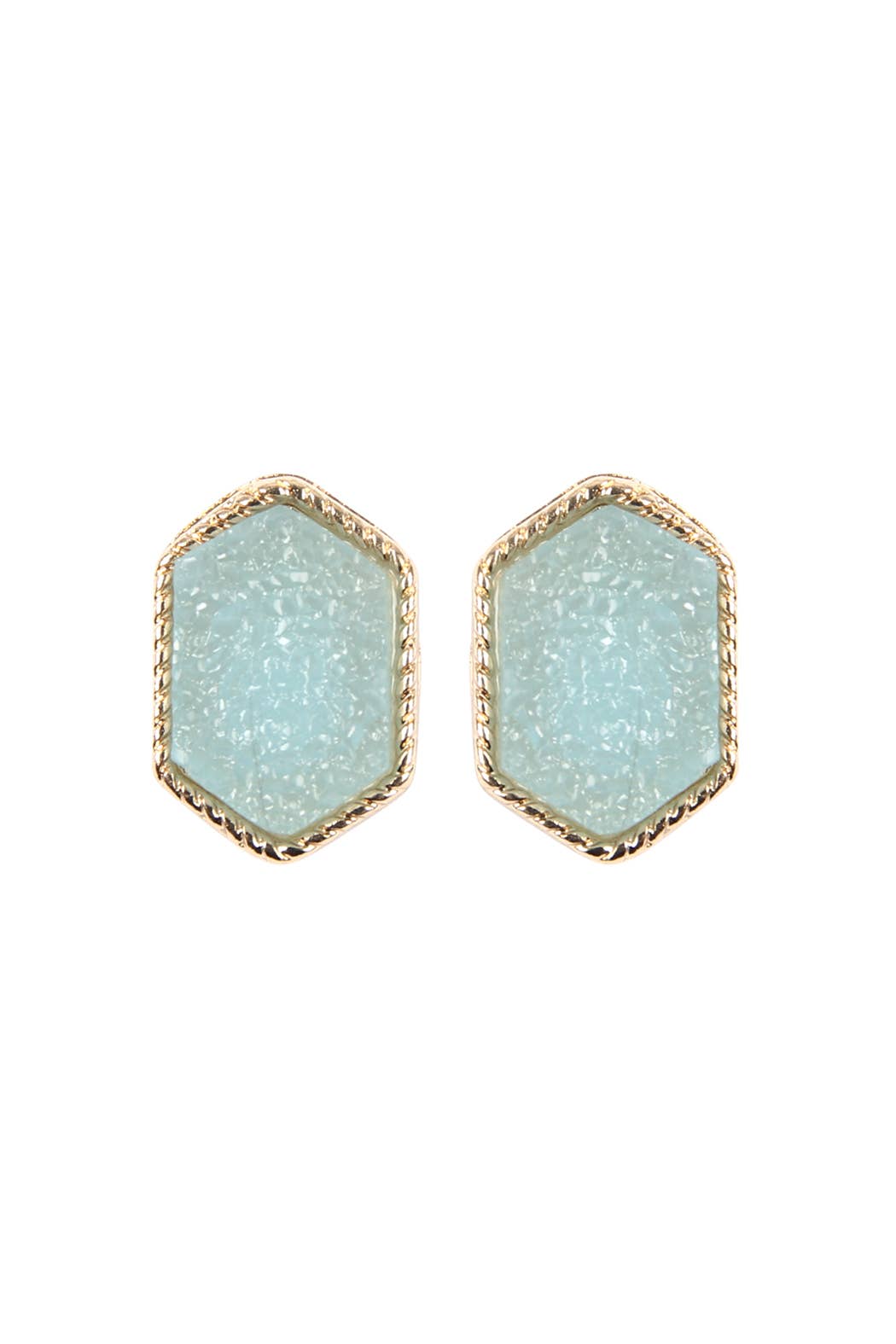 VE2334 - DRUZY HEXAGON POST EARRINGS: DARK RED