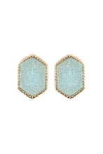 Load image into Gallery viewer, VE2334 - DRUZY HEXAGON POST EARRINGS: MONTANA BLUE