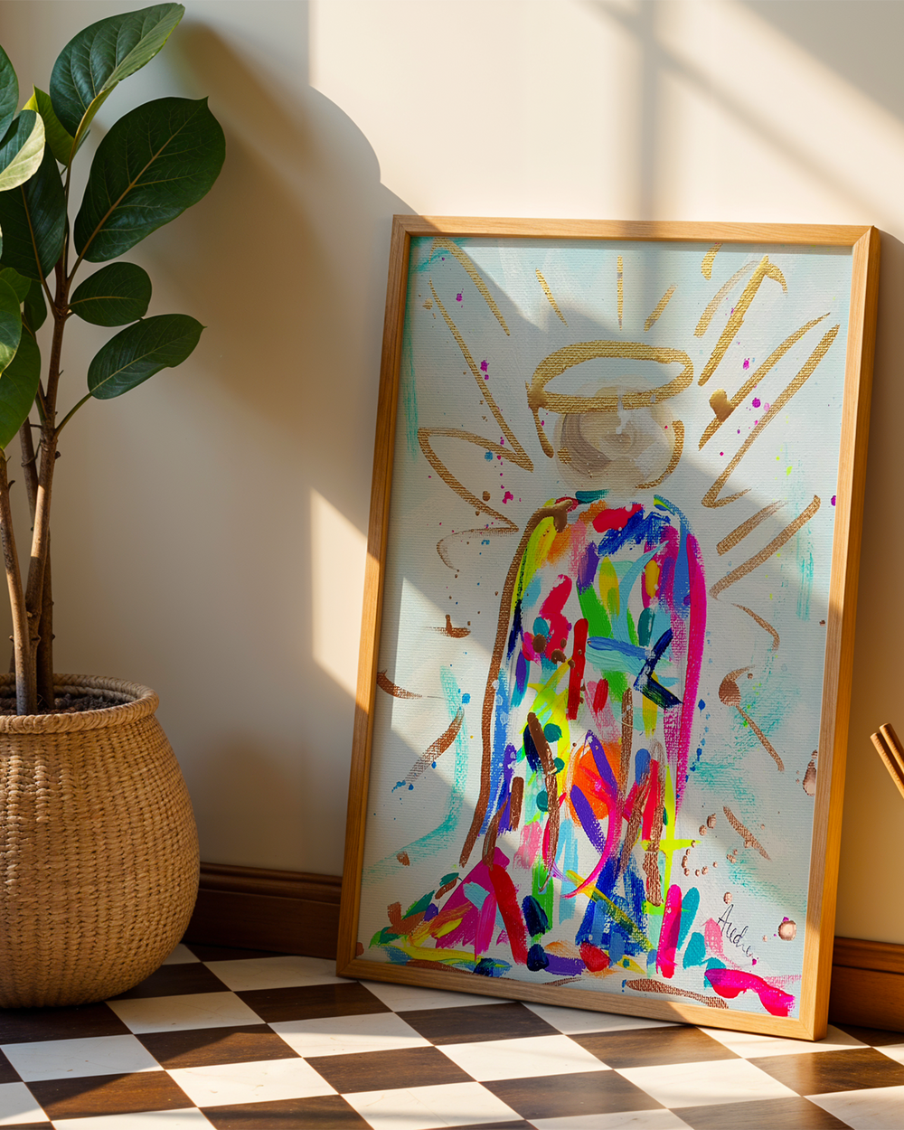 Abstract Angle Abstract Angel Art Print on Paper or Canvas - Maximalist Decor, Colorf