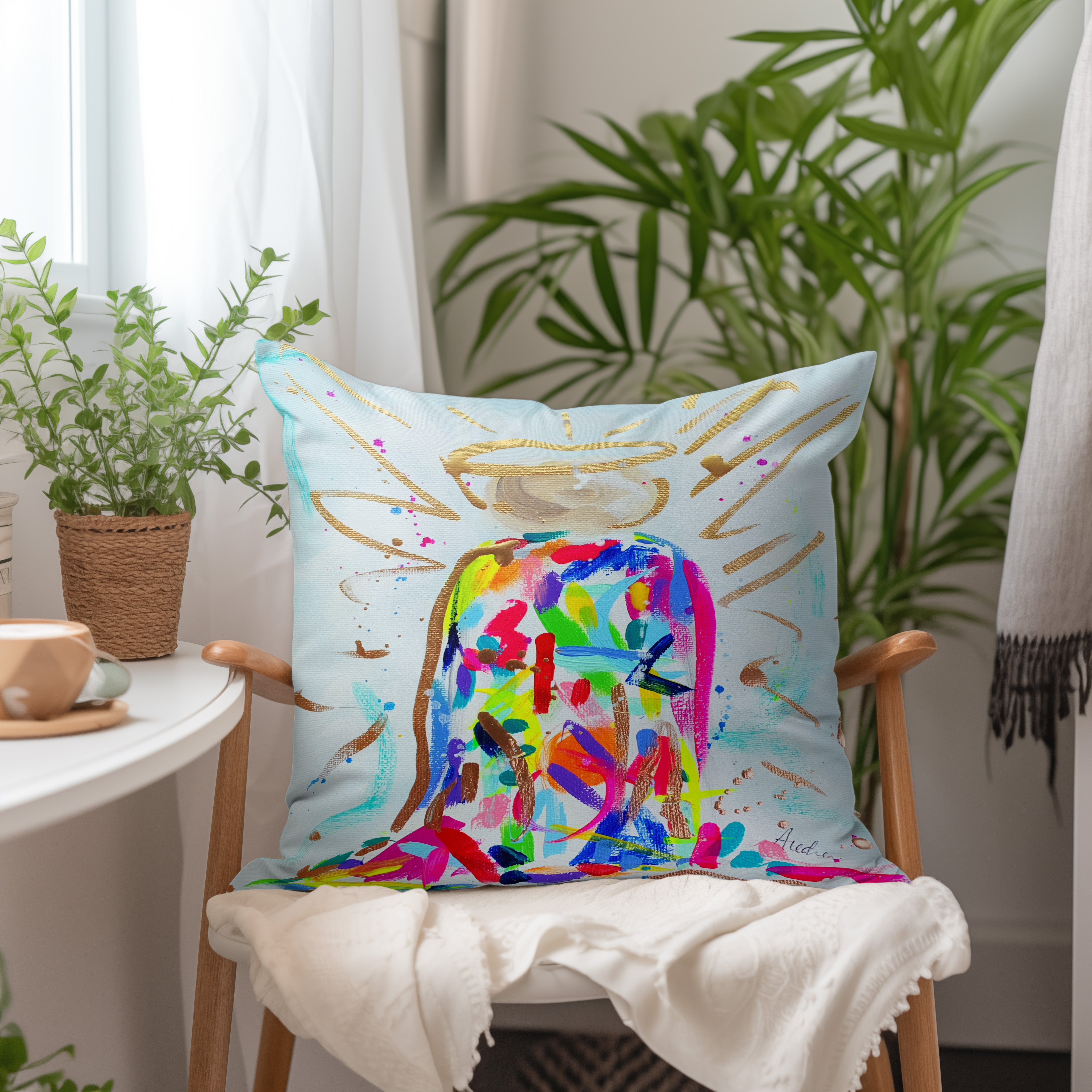 Abstract Angel Throw Pillow