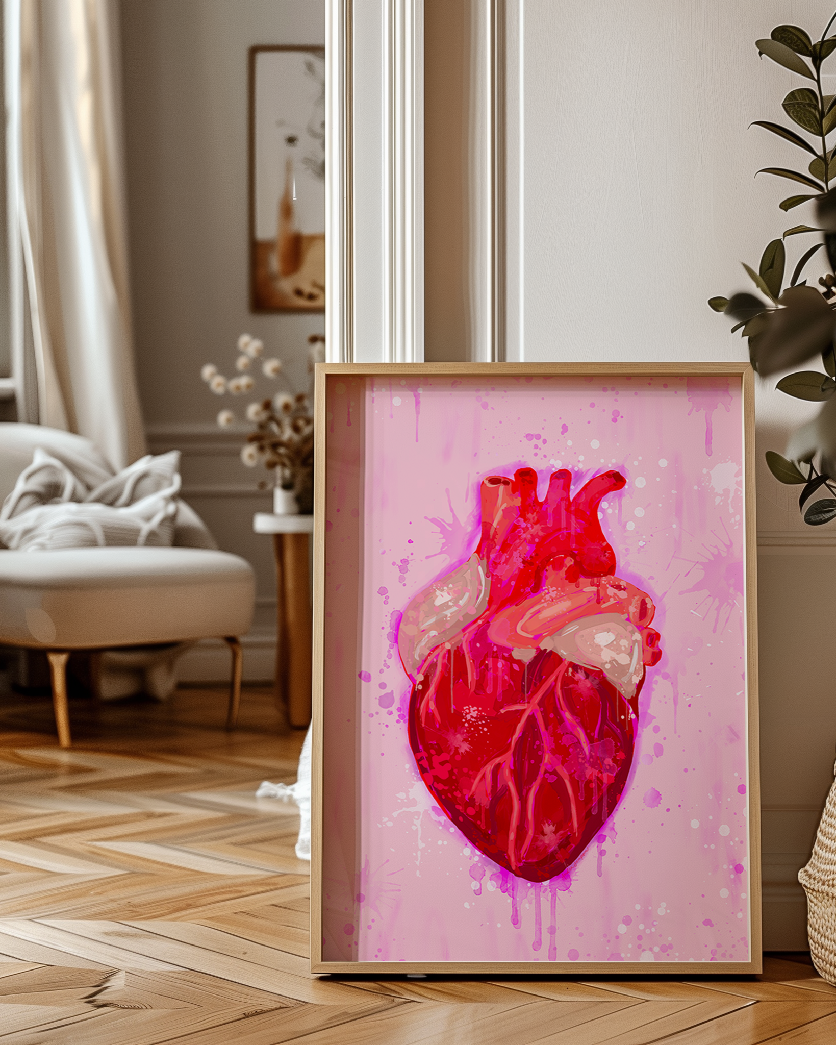 Valentine's Day Art Print on Paper or Canvas - Pop Art Anatomical Heart, Maximalist Decor, Colorful Wall Art Poster