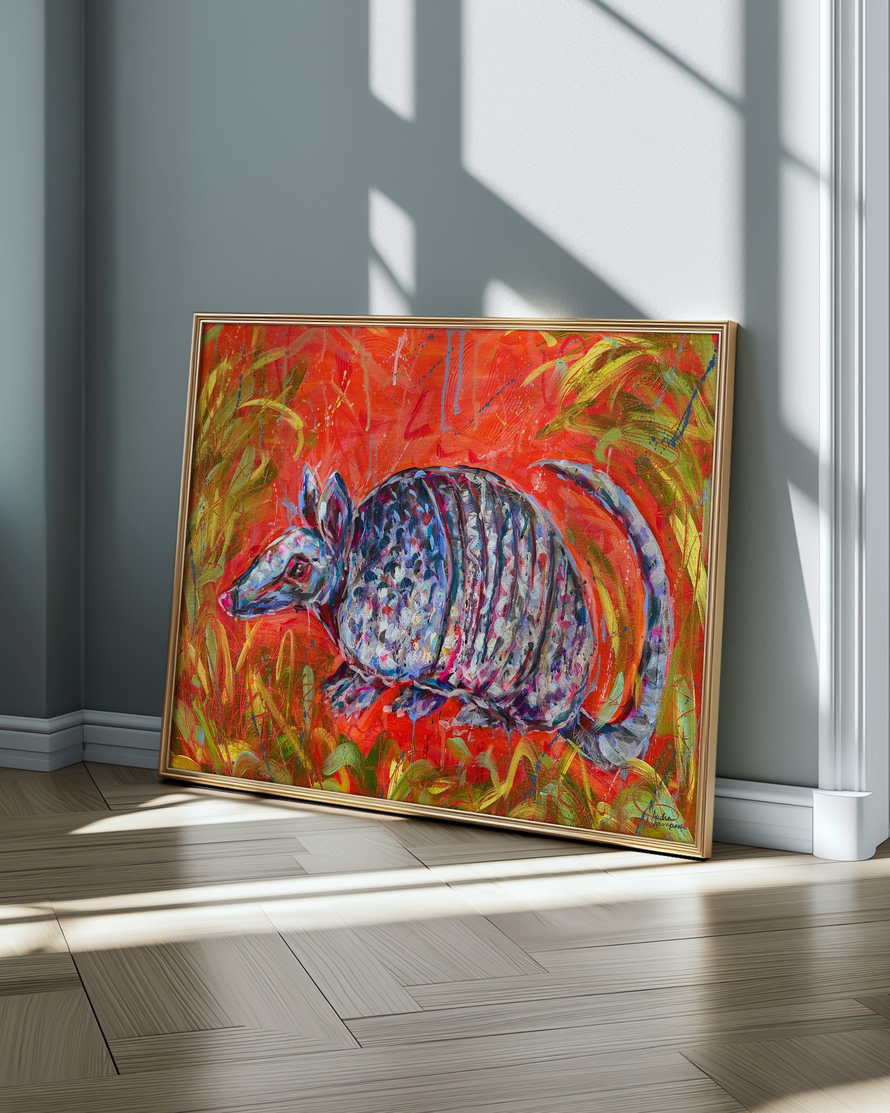 Armadillo Print on Paper or Canvas - Western Desert Texas Decor, Maximalist Art Poster