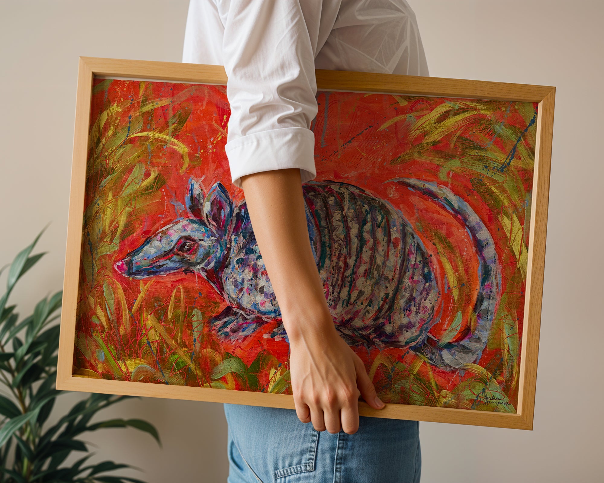 Armadillo Print on Paper or Canvas - Western Desert Texas Decor, Maximalist Art Poster