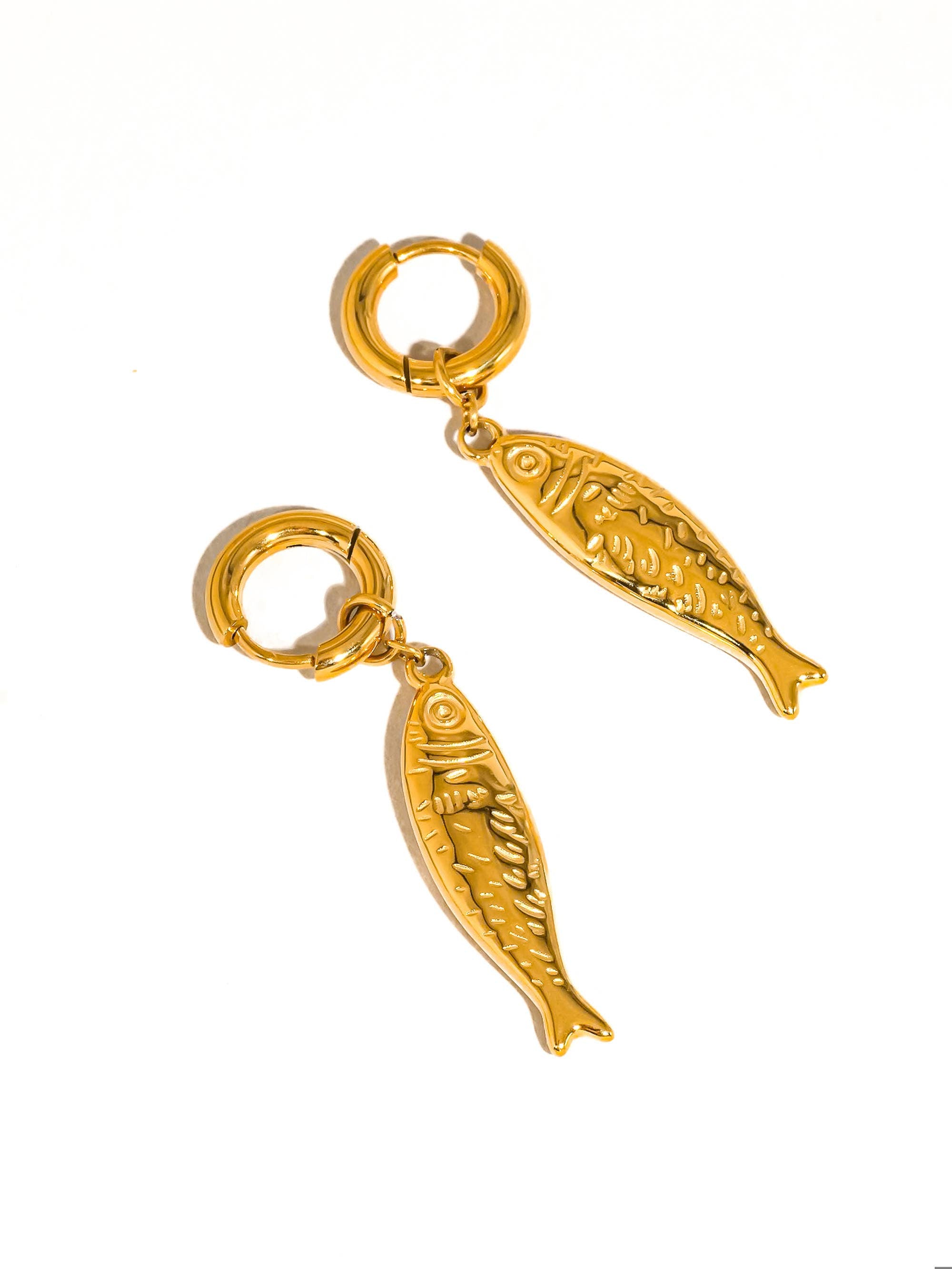 Nico 18K Gold Non-Tarnish Fish Hoop Earring