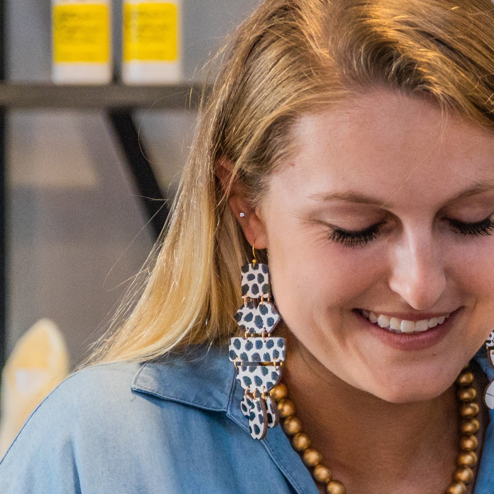Belle - Black White Dot-Dangle Earring
