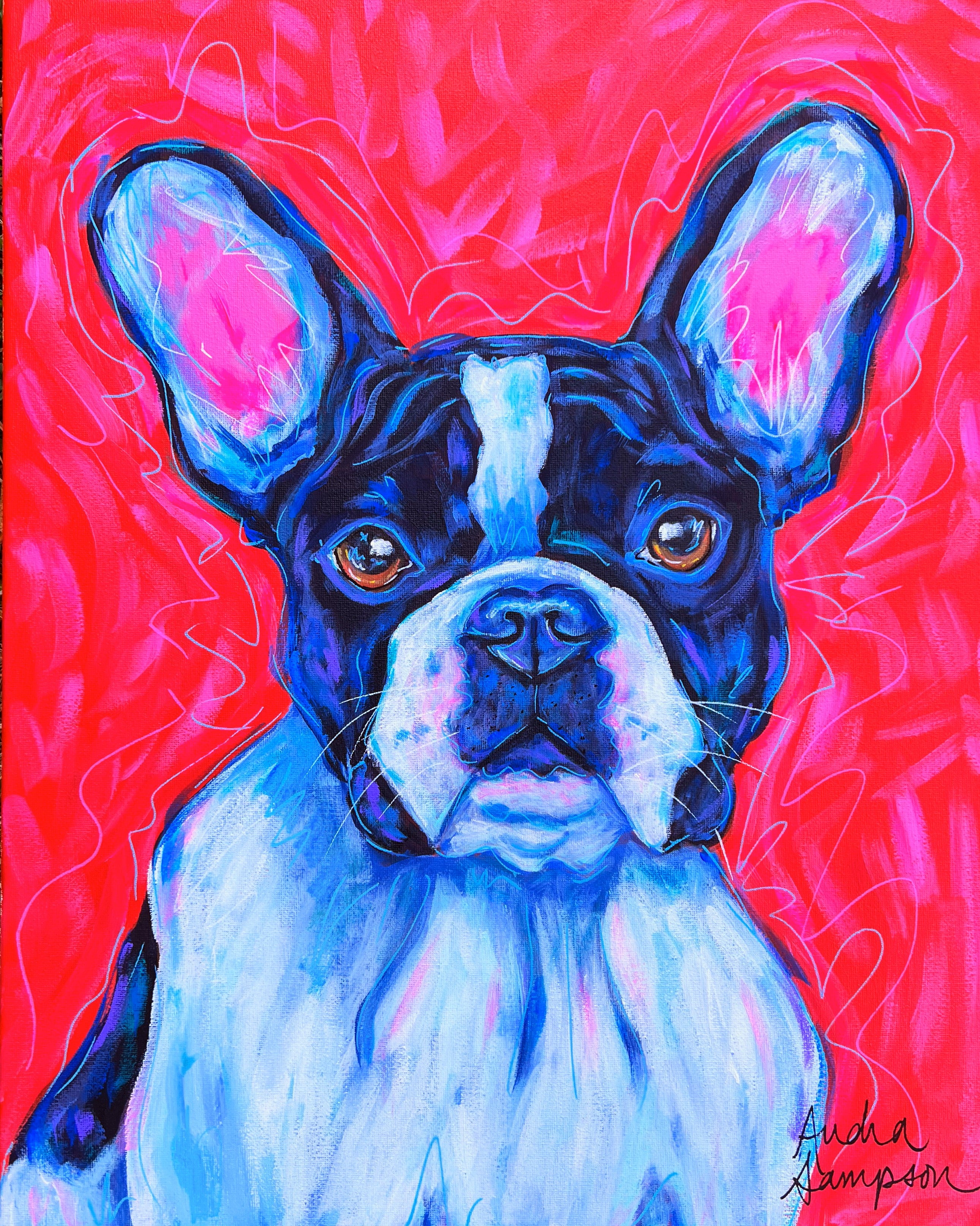 Black and White French Bulldog Reproduction Print