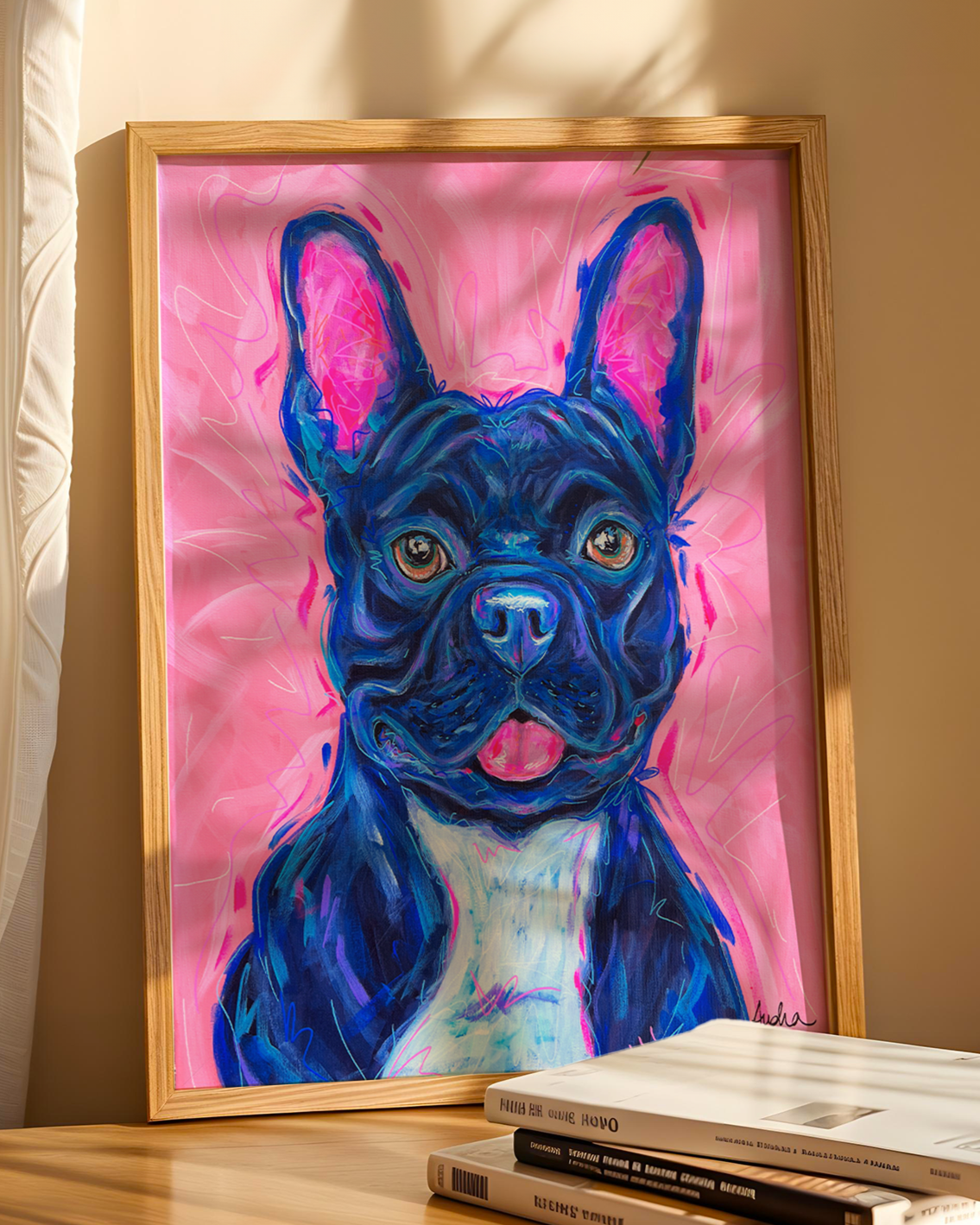 French Bulldog Print on Paper or Canvas - Pet Art, Dog Poster, Colorful Wall Art, Dog Gift, Dopamine Decor