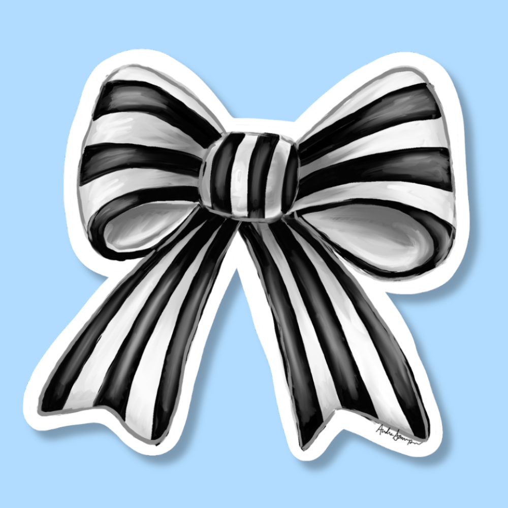 Black Stripe Bow Sticker