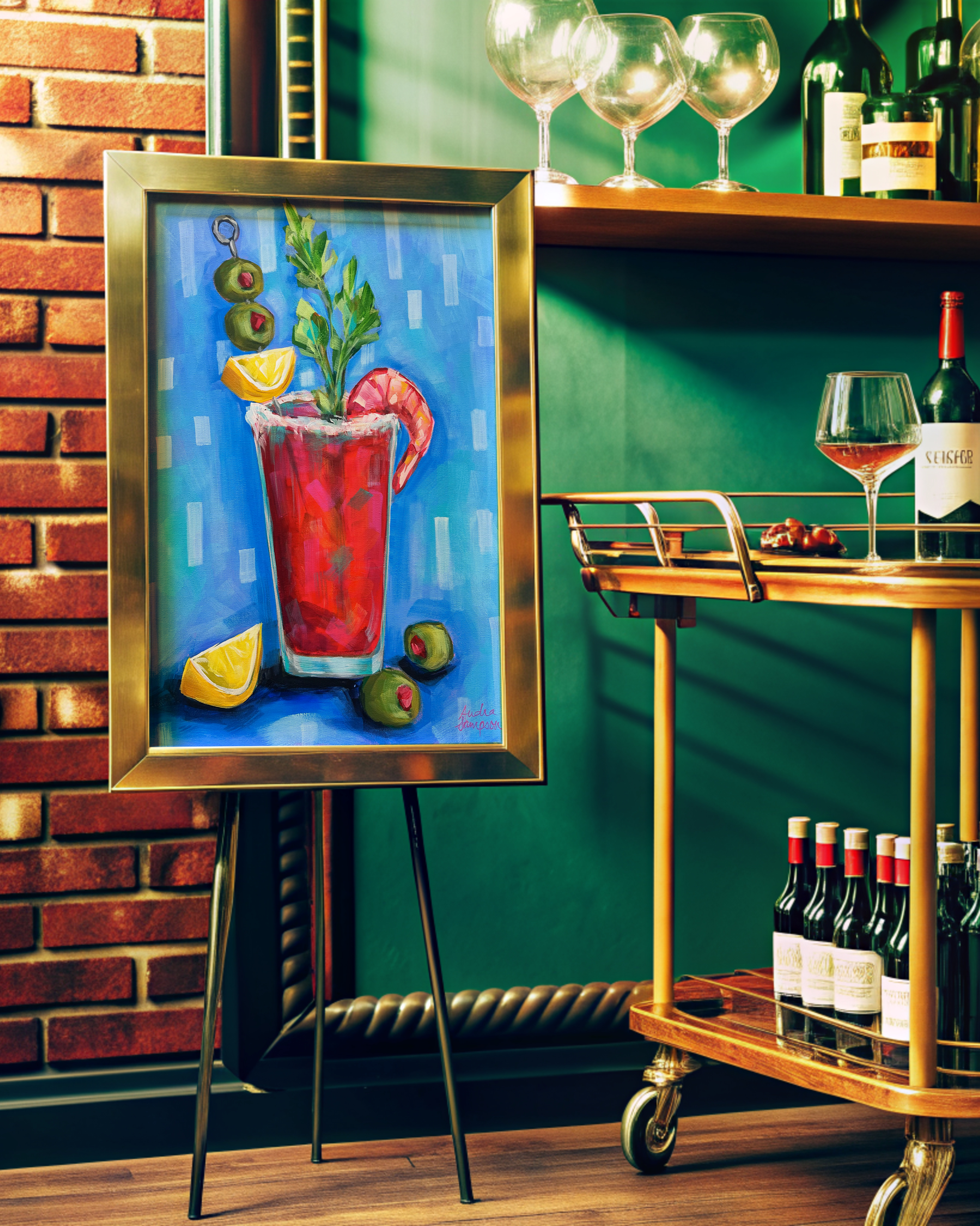 Bloody Mary Reproduction - Paper Print or Canvas - Retro Food Dopamine Decor, Kitchen Bar Wall Art