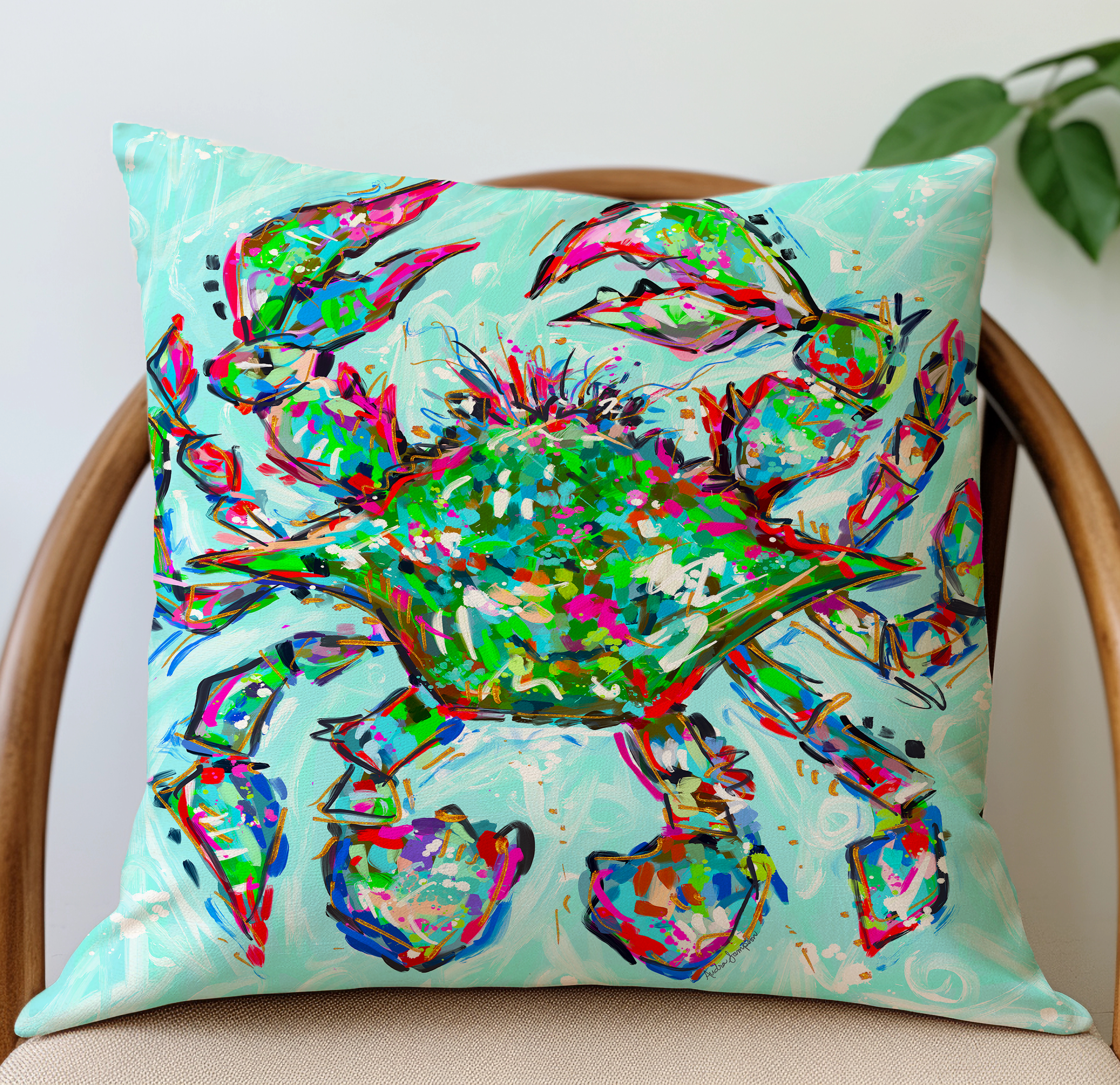 Blue Crab Throw Pillow