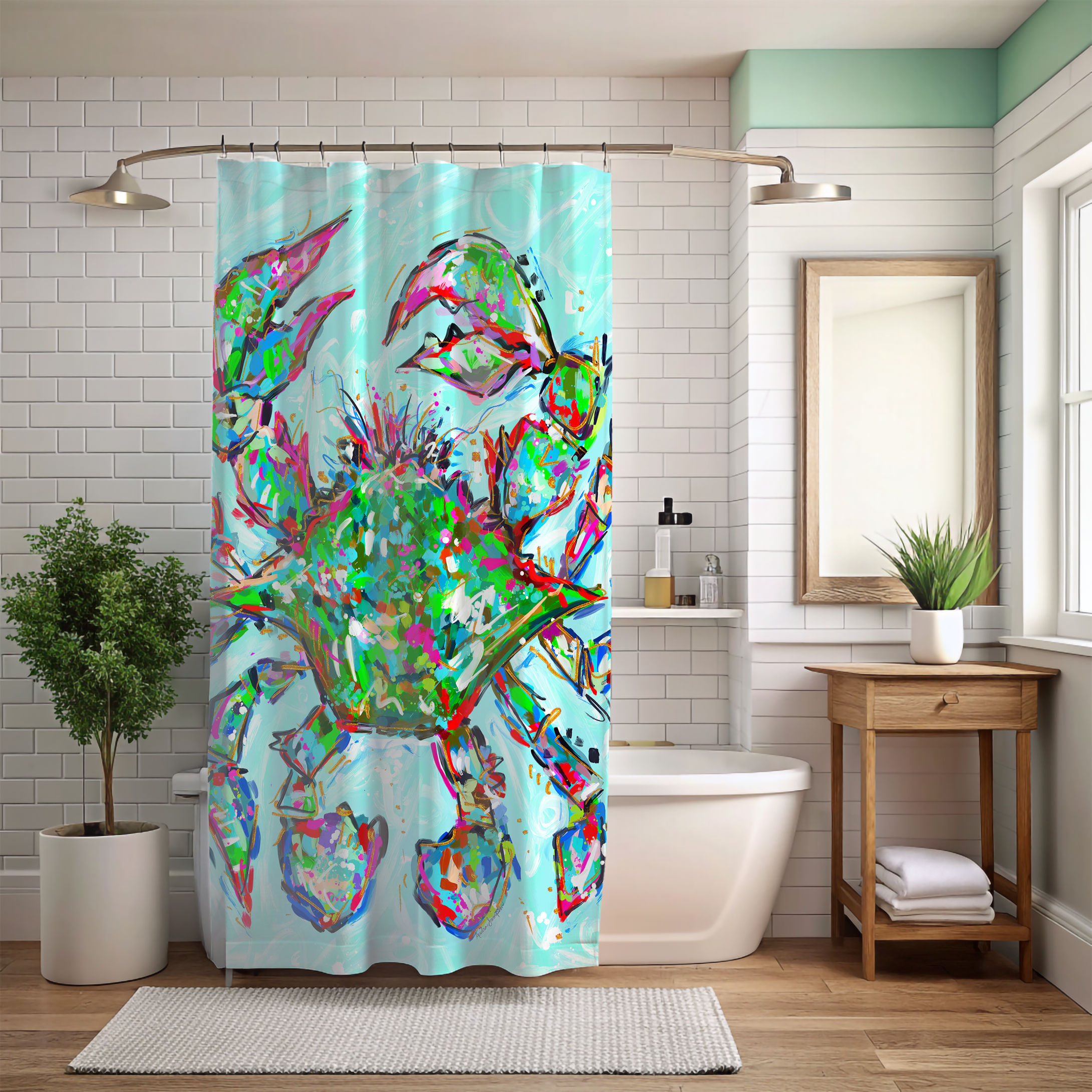 Blue Crab Shower Curtains