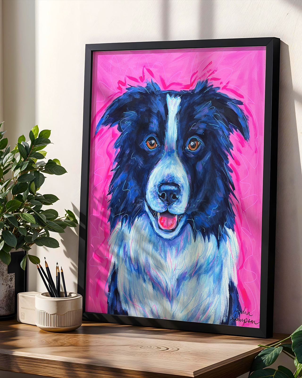 Border Collie Print on Paper or Canvas - Pet Art, Dog Poster, Colorful Wall Art, Dog Gift, Dopamine Decor