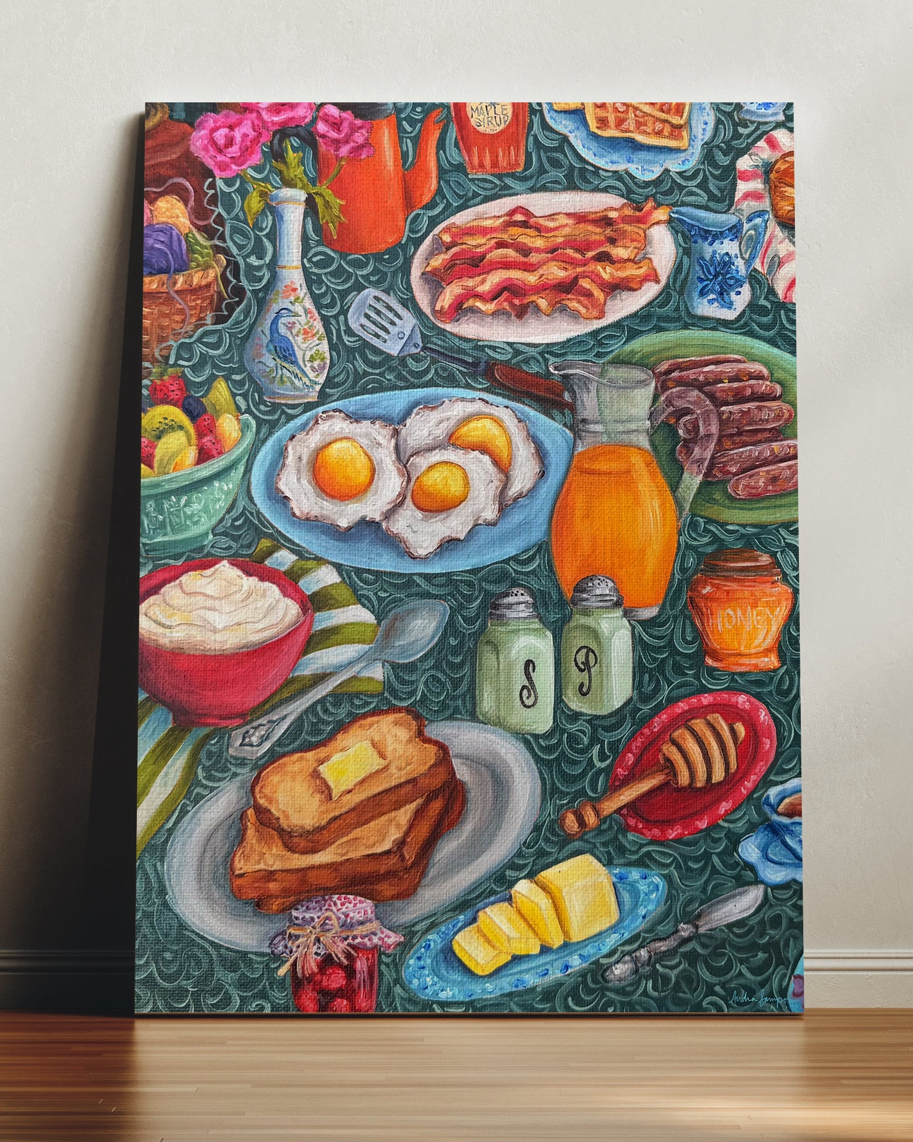 Breakfast Table Art Print | Bold Colorful Southern Kitchen Wall Art