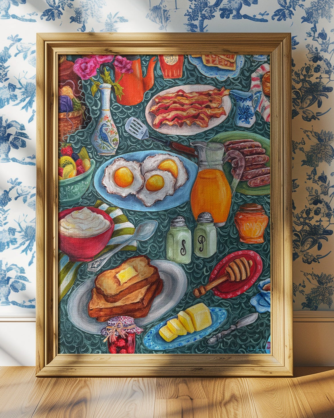 Breakfast Table Art Print | Bold Colorful Southern Kitchen Wall Art