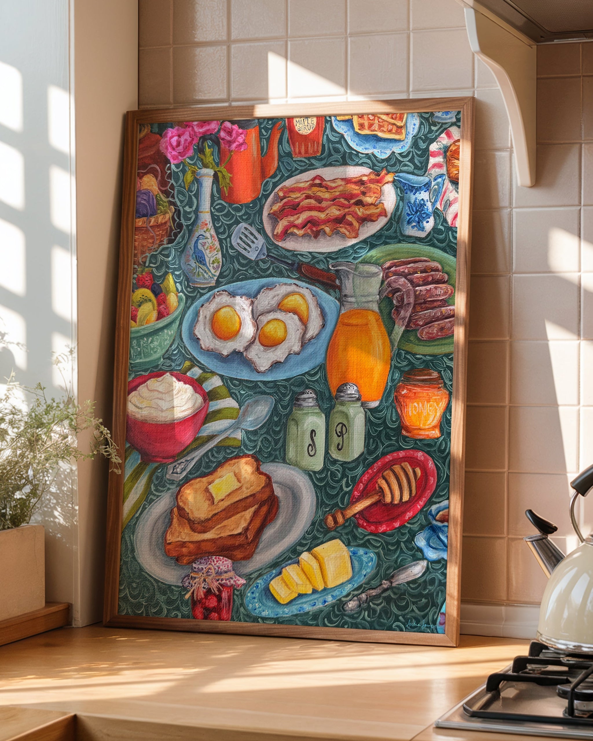 Breakfast Table Art Print | Bold Colorful Southern Kitchen Wall Art