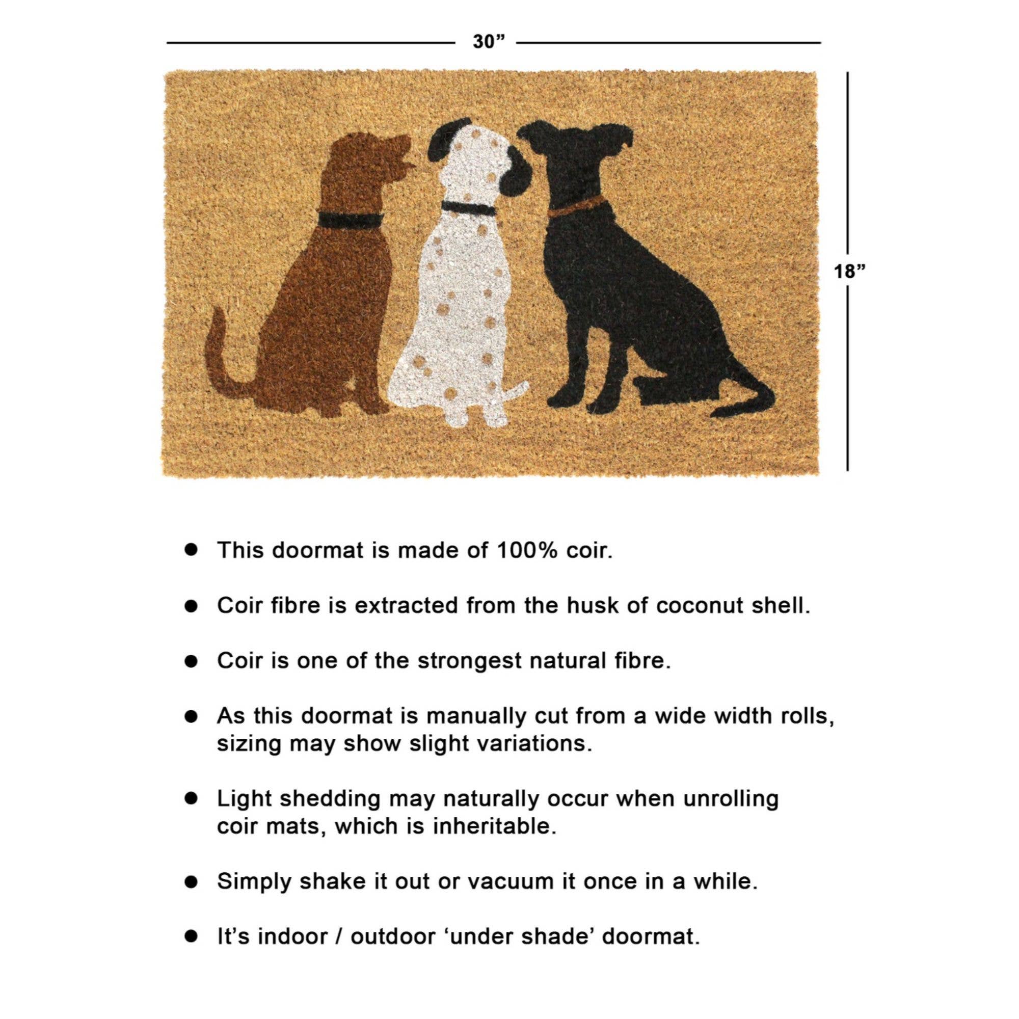 Doormat -  Machine Tufted Dogs Doormat, 18" x 30" Rug