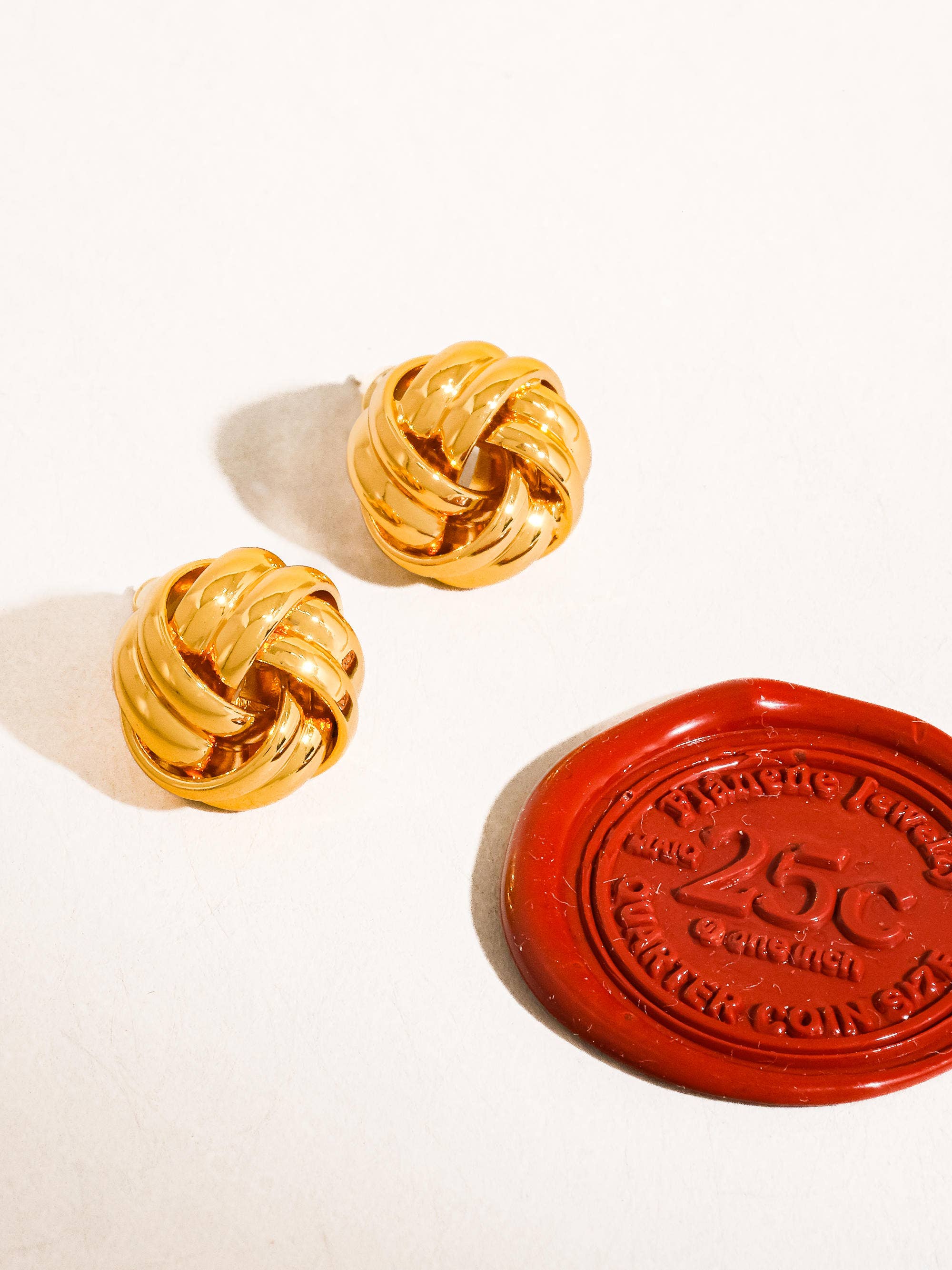 Alexa 18K Gold Basket Weaved Classic Studs: Yellow Gold