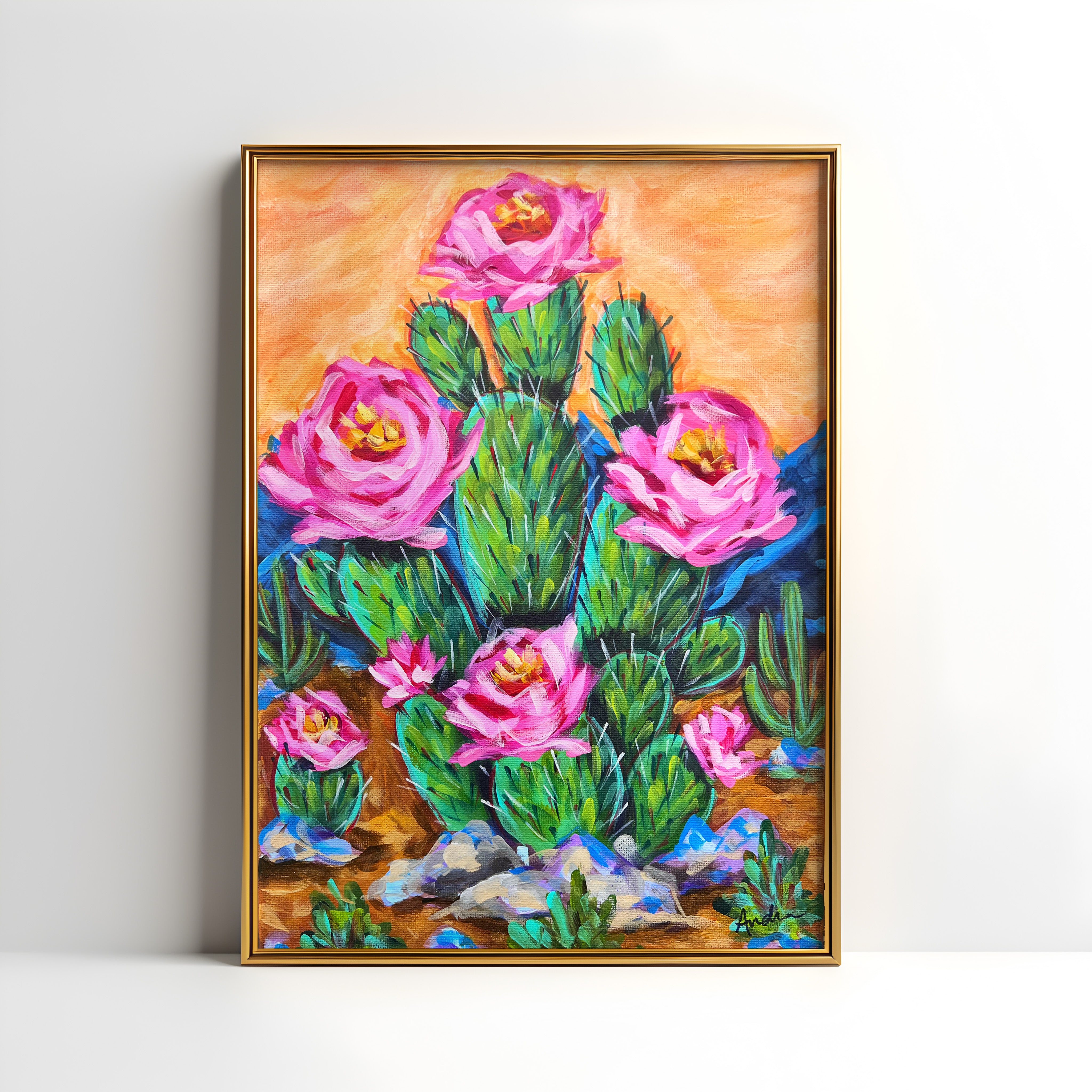 Cactus Rose Print on Paper or Canvas - Southwestern Decor, Kitchen Art, Desert Maximalist Poster