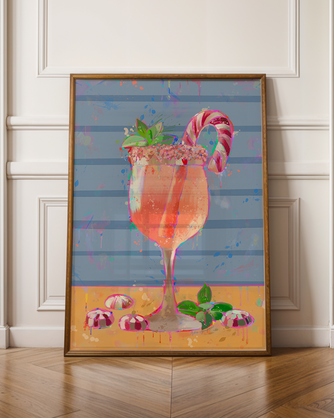 Candy Cane Wine Art Print