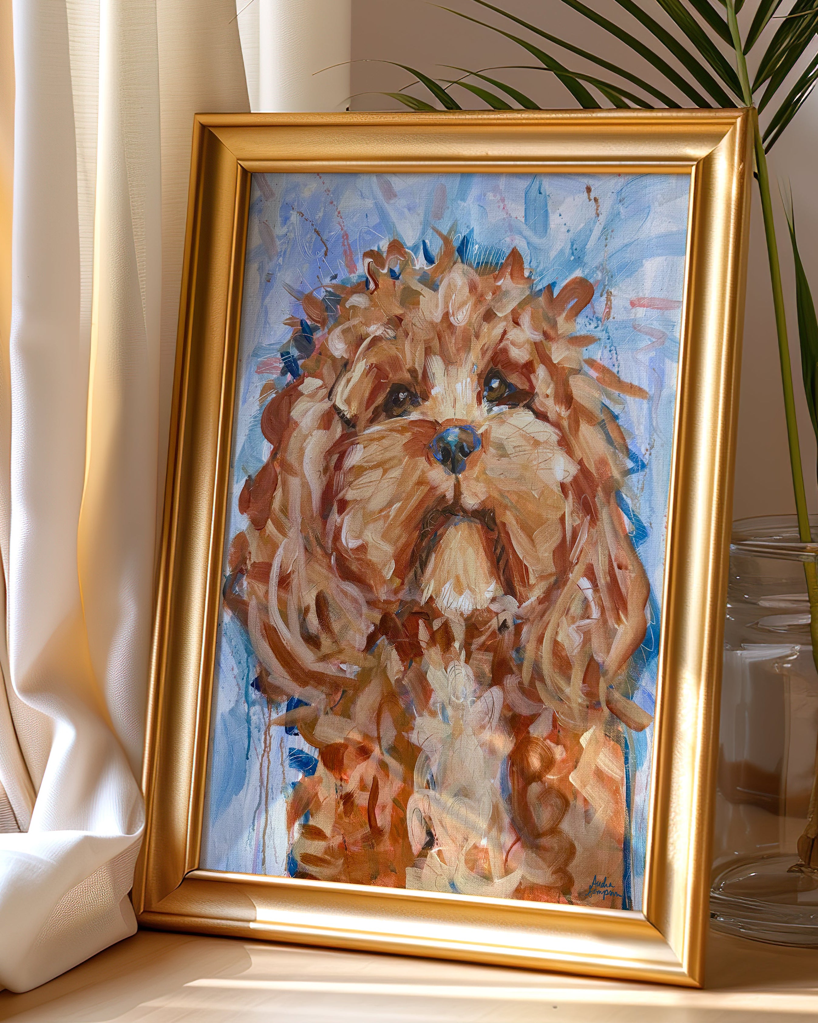 Cavapoo Dog Doggie Art Print on Paper or Canvas - Colorful Decor, Maximalist Art Poster