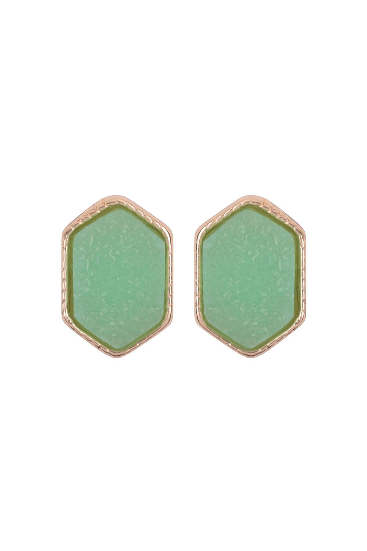 VE2334 - DRUZY HEXAGON POST EARRINGS: IRIDISCENT