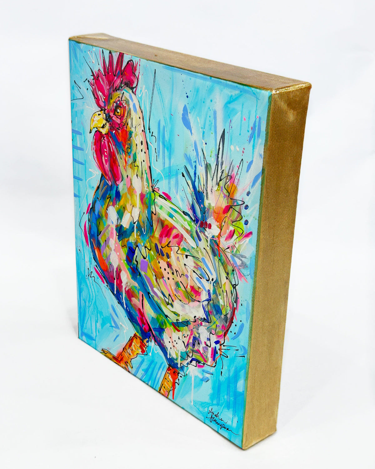 Chicken Art Print on Paper or Canvas - Maximalist Decor, Farmhouse Poster, Colorful Animal Art Print