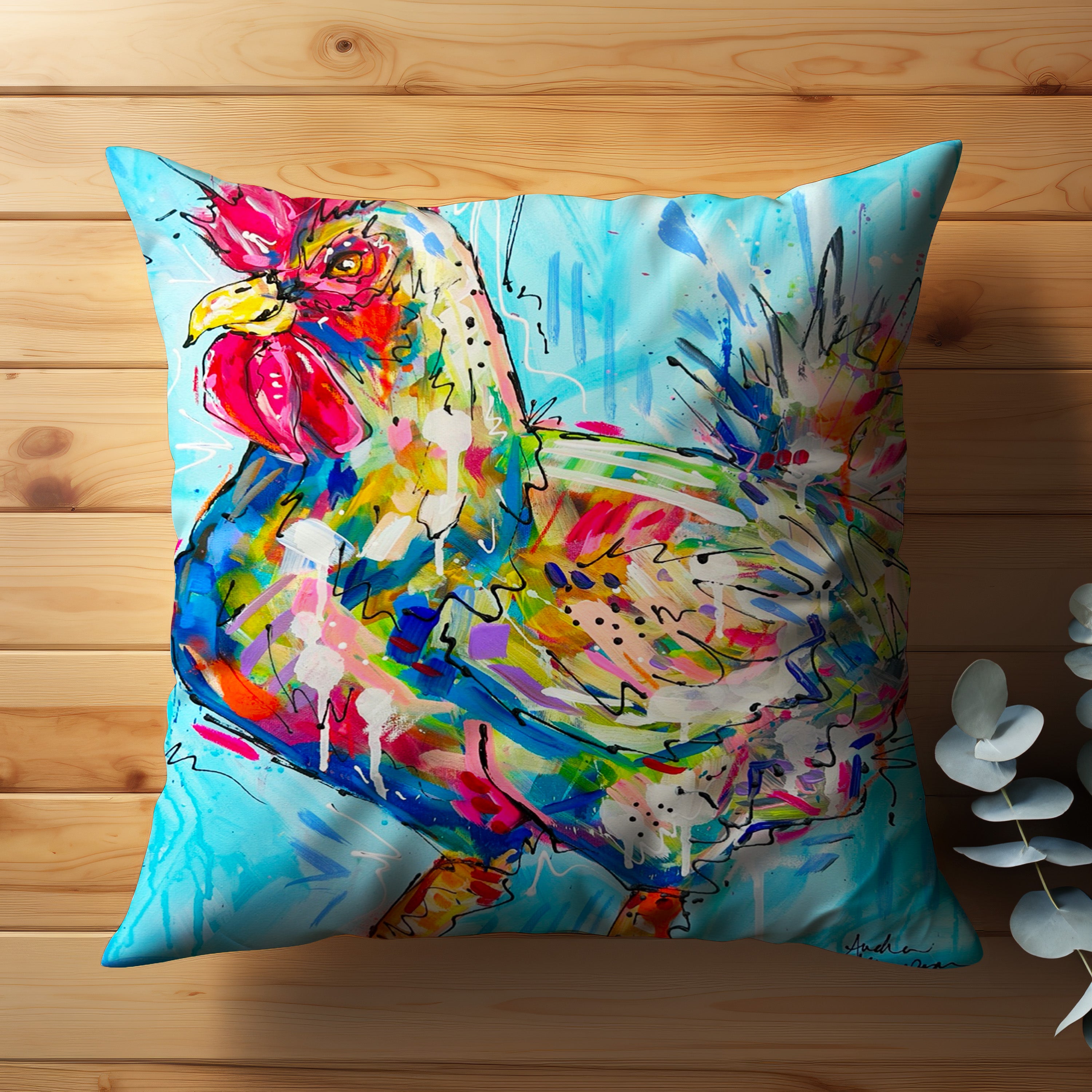 Abstract Chicken Throw Pillow