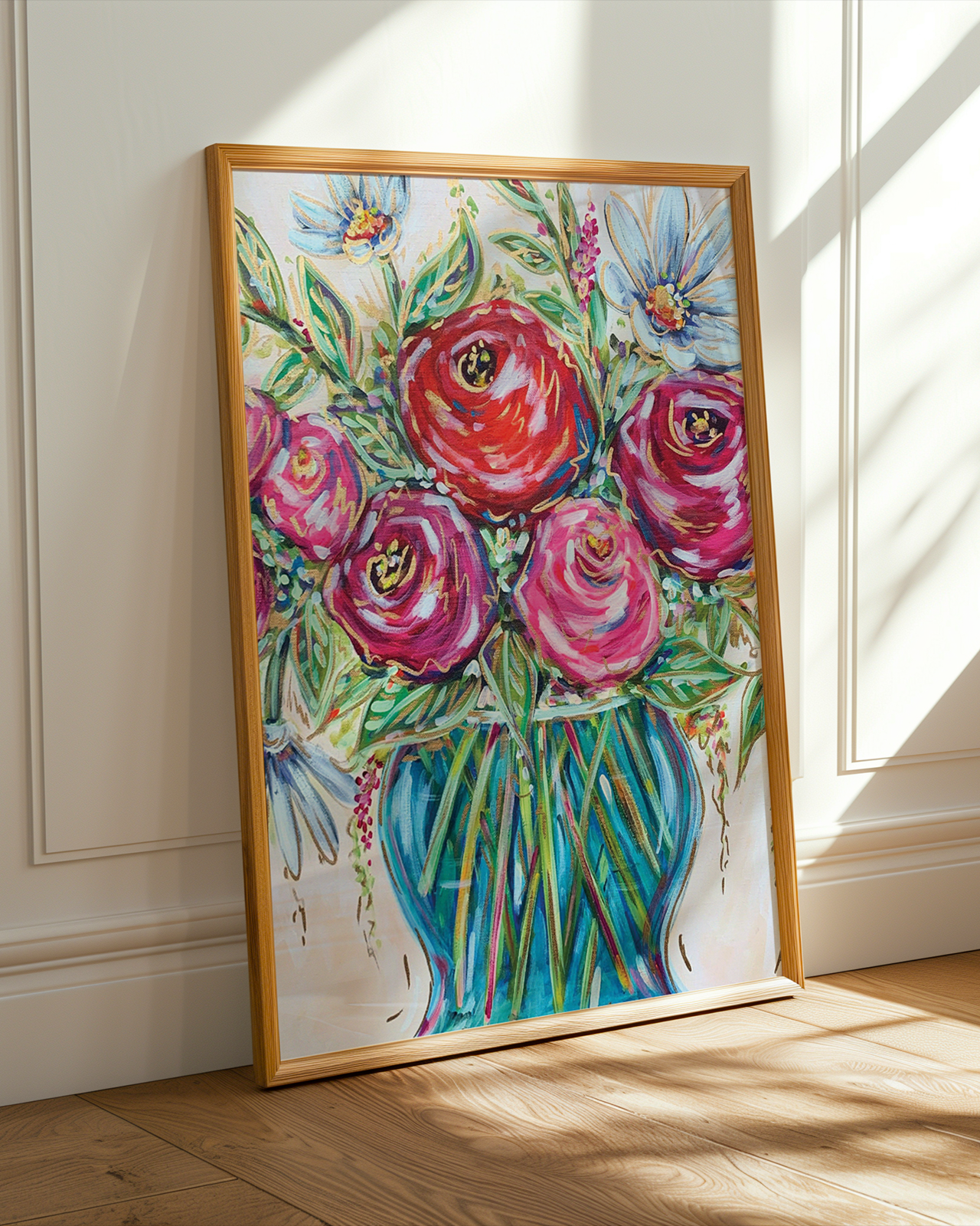 Clear Vase Floral Reproduction Print on Paper or Canvas - Floral Art Print, Dopamine Decor, Eclectic Maximalist