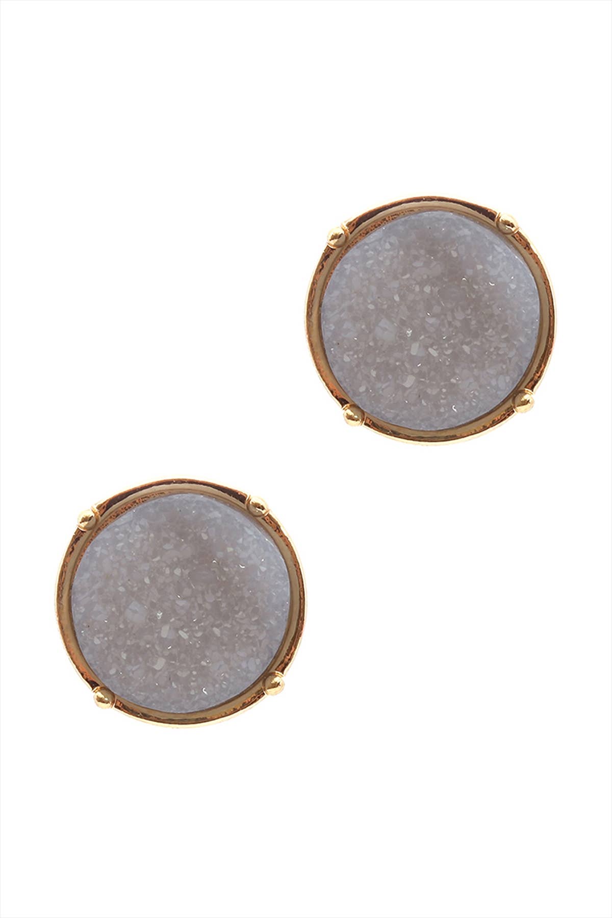 FE1921 - DRUZY ROUND POST EARRINGS: IVORY