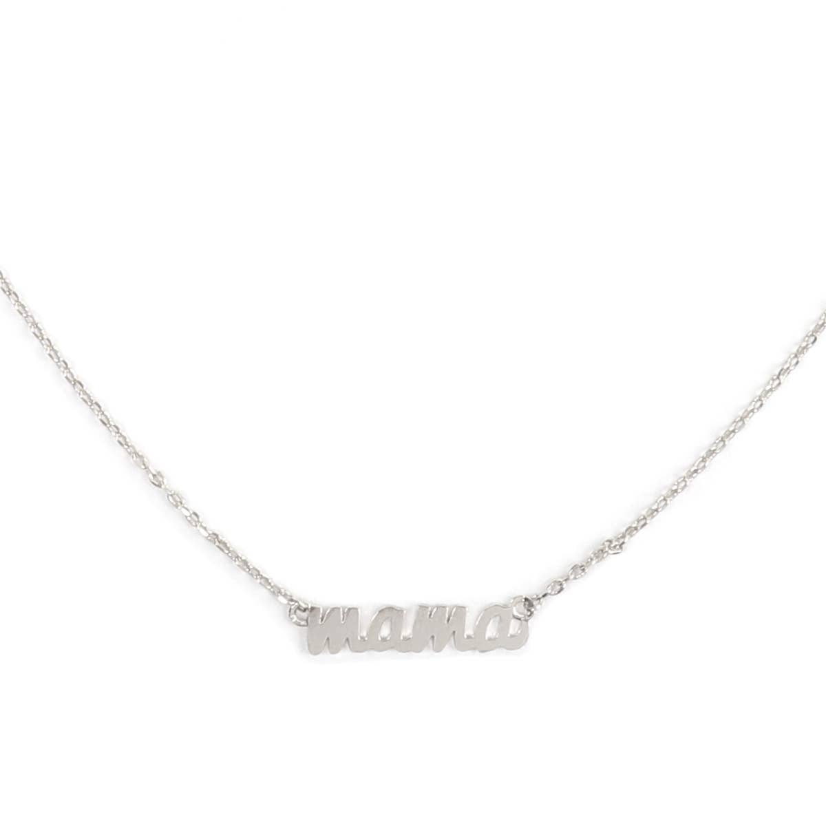 ZNA060 - "MAMA" SCRIPT BRASS CHAIN NECKLACE: GOLD